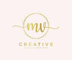 Initial MV feminine logo. Usable for Nature, Salon, Spa, Cosmetic and Beauty Logos. Flat Vector Logo Design Template Element.