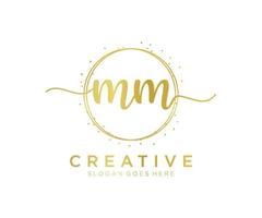 Initial MM feminine logo. Usable for Nature, Salon, Spa, Cosmetic and Beauty Logos. Flat Vector Logo Design Template Element.