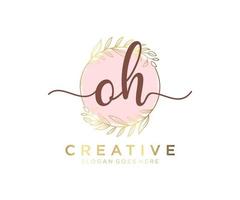 Initial OH feminine logo. Usable for Nature, Salon, Spa, Cosmetic and Beauty Logos. Flat Vector Logo Design Template Element.