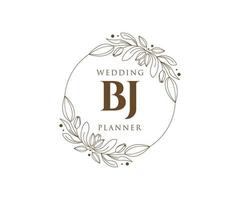 BJ Initials letter Wedding monogram logos collection, hand drawn modern minimalistic and floral templates for Invitation cards, Save the Date, elegant identity for restaurant, boutique, cafe in vector