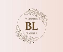 colección de logotipos de monograma de boda con letras iniciales bl, plantillas florales y minimalistas modernas dibujadas a mano para tarjetas de invitación, guardar la fecha, identidad elegante para restaurante, boutique, café en vector