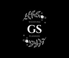 Colección de logotipos de monograma de boda con letras iniciales gs, plantillas florales y minimalistas modernas dibujadas a mano para tarjetas de invitación, guardar la fecha, identidad elegante para restaurante, boutique, café en vector