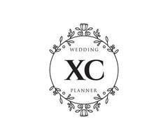 colección de logotipos de monograma de boda con letras iniciales xc, plantillas florales y minimalistas modernas dibujadas a mano para tarjetas de invitación, guardar la fecha, identidad elegante para restaurante, boutique, café en vector