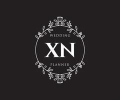 XN Initials letter Wedding monogram logos collection, hand drawn modern minimalistic and floral templates for Invitation cards, Save the Date, elegant identity for restaurant, boutique, cafe in vector