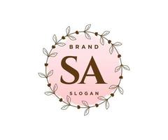 Initial SA feminine logo. Usable for Nature, Salon, Spa, Cosmetic and Beauty Logos. Flat Vector Logo Design Template Element.