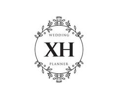 XH Initials letter Wedding monogram logos collection, hand drawn modern minimalistic and floral templates for Invitation cards, Save the Date, elegant identity for restaurant, boutique, cafe in vector