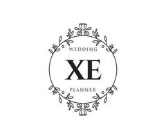XE Initials letter Wedding monogram logos collection, hand drawn modern minimalistic and floral templates for Invitation cards, Save the Date, elegant identity for restaurant, boutique, cafe in vector