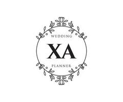 colección de logotipos de monograma de boda con letras iniciales xa, plantillas florales y minimalistas modernas dibujadas a mano para tarjetas de invitación, guardar la fecha, identidad elegante para restaurante, boutique, café en vector