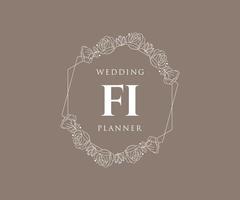 colección de logotipos de monogramas de boda con letras iniciales fi, plantillas florales y minimalistas modernas dibujadas a mano para tarjetas de invitación, guardar la fecha, identidad elegante para restaurante, boutique, café en vector