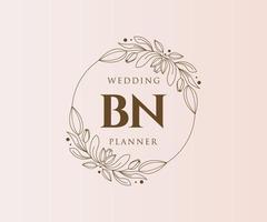 colección de logotipos de monograma de boda con letras iniciales bn, plantillas florales y minimalistas modernas dibujadas a mano para tarjetas de invitación, guardar la fecha, identidad elegante para restaurante, boutique, café en vector