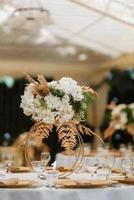Banquet hall for weddings, banquet hall with atmospheric decor photo