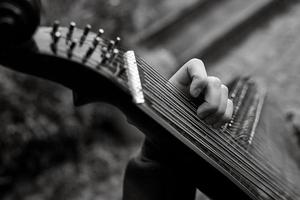 bandura player plays on in the garden photo