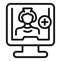 Online nurse monitor icon outline vector. Medic care vector