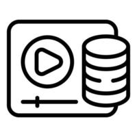 vector de contorno de icono de dinero de datos de video. blog de ganancias