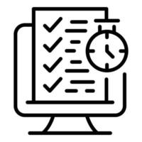 Computer test icon outline vector. Exam study vector