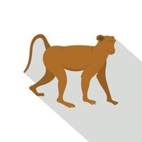 Brown monkey icon, flat style vector