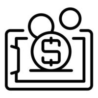 Tablet online monetize icon outline vector. Data profit vector