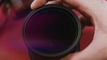 Focusing lens of digital camera. The Lens Of The Camera. Close-Up. Camera Focus Focusing And Shooting. Concept of proffesional service for photographic or filmmaker equipment video