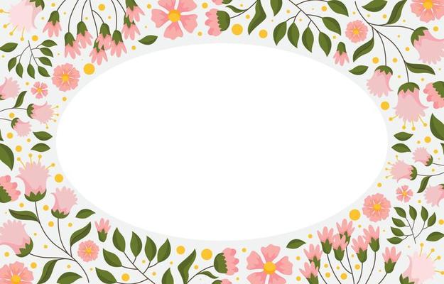 Pink Spring Flowers Frame Background