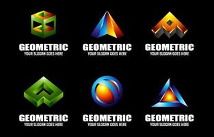 conjunto de logotipo geométrico 3d vector