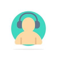 Avatar Support Man Headphone Abstract Circle Background Flat color Icon vector