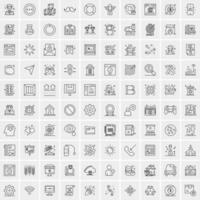 paquete de 100 iconos de líneas universales para móviles y web vector