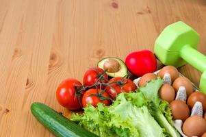 Vegetables and eggs on the table.HEalthy lifestyle and keto diet.Baner with space for text photo