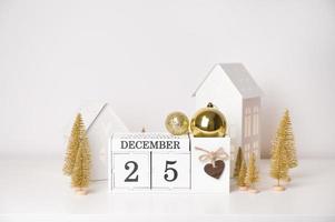Golden and white winter season banner. Modern christmas background.December 25 photo