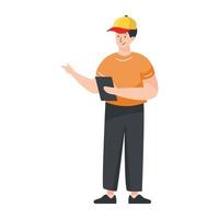 A flat illustration of smartphone user vector