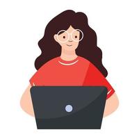 A handy flat illustration of laptop working vector