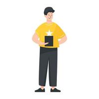 A flat illustration of smartphone user vector