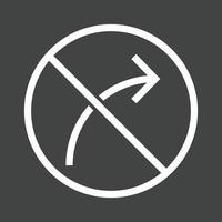 No right turn Line Inverted Icon vector