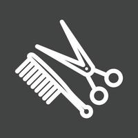 Comb and Scissor Line Inverted Icon vector