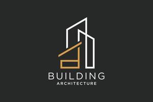 letra d para el logotipo de remodelación inmobiliaria. elemento de plantilla de diseño de logotipo de edificio de arquitectura de construcción. vector