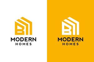 Logo design of B in vector for construction, home, real estate, building, property. Minimal awesome trendy professional logo design template on double background.