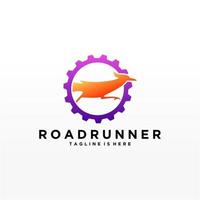 Roadrunner bird abstract minimal simple geometric logo design icon template silhouette isolated with white background vector