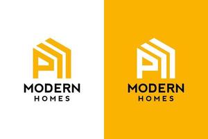 Logo design of P in vector for construction, home, real estate, building, property. Minimal awesome trendy professional logo design template on double background.