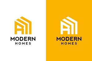 Logo design of R in vector for construction, home, real estate, building, property. Minimal awesome trendy professional logo design template on double background.