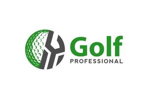 letra y para la plantilla vectorial de diseño del logotipo de golf, etiqueta vectorial de golf, logotipo del campeonato de golf, ilustración, icono creativo, concepto de diseño vector