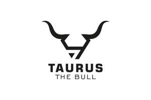 logotipo de letra y, logotipo de toro, logotipo de toro de cabeza, elemento de plantilla de diseño de logotipo de monograma vector