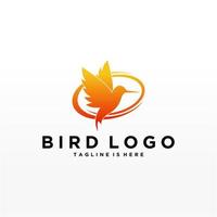 plantilla de vector de diseño de logotipo de pájaro abstracto. icono de símbolo de concepto de tecnología empresarial de logotipo de paloma creativa.