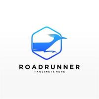 Roadrunner bird abstract minimal simple geometric logo design icon template silhouette isolated with white background vector