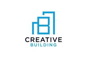 letra b con edificio para plantilla de diseño de vector de logotipo de empresa de construcción