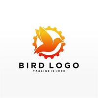 plantilla de vector de diseño de logotipo de pájaro abstracto. icono de símbolo de concepto de tecnología empresarial de logotipo de paloma creativa.