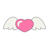 Heart with Wings in Retro Style for Valentines Day vector