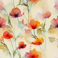 Seamless watercolor Flowers pattern photo