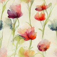 Seamless watercolor Flowers pattern photo