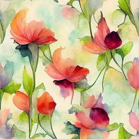 Seamless watercolor Flowers pattern photo