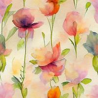 Seamless watercolor Flowers pattern photo