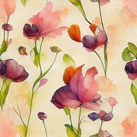 Seamless watercolor Flowers pattern photo